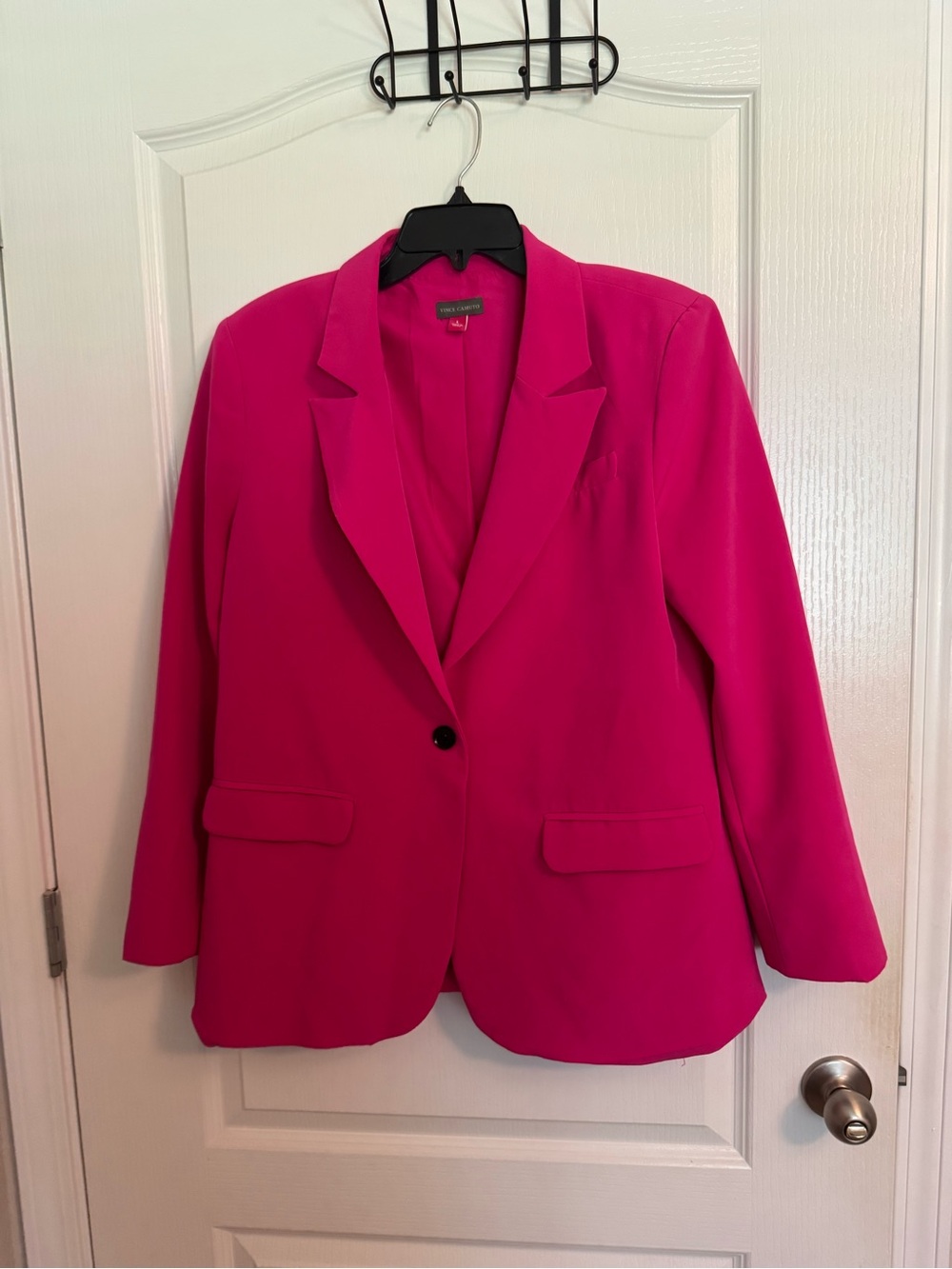 Vince Camuto Womens Hot Pink Single-Button Blazer